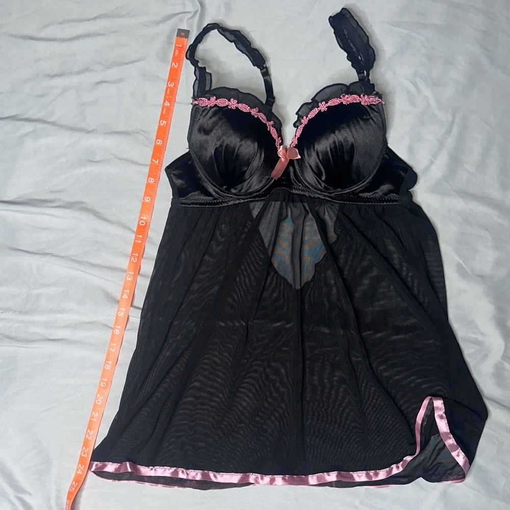 Black and Pink Women's Sheer Lingerie - Picture 7 of 9